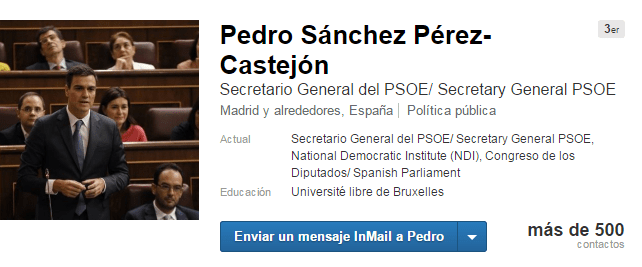 Pedro Sánchez político en LinkedIn