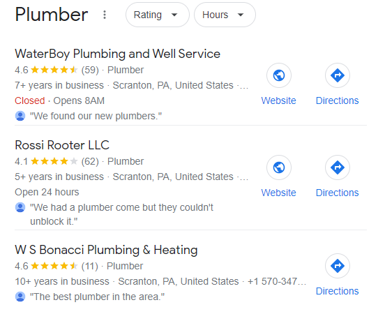 plumbers in scranton search query