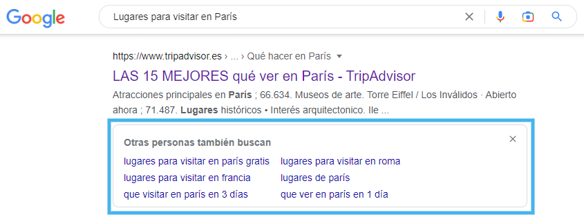 ‘Otras personas también buscan’ para la consulta “Lugares para visitar en París”